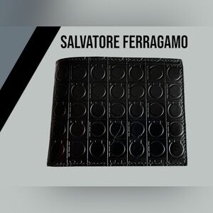 SALVATORE FERRAGAMO men’s black leather wallet NEW GIFT 🎁 BIRTHDAY CHRISTMAS